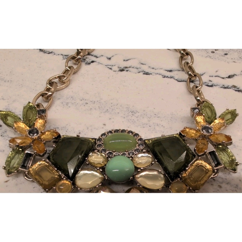 J Crew Multicolor Stone Statement Gold Tone Necklace NWT‎ - Picture 3 of 7